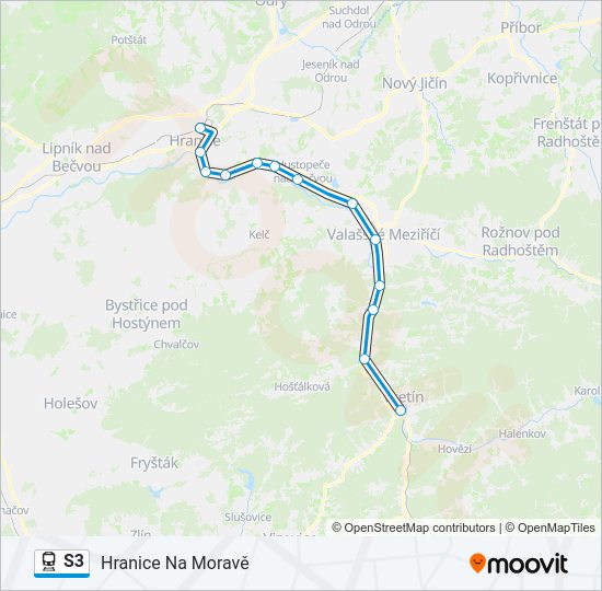 Поезд S3: карта маршрута