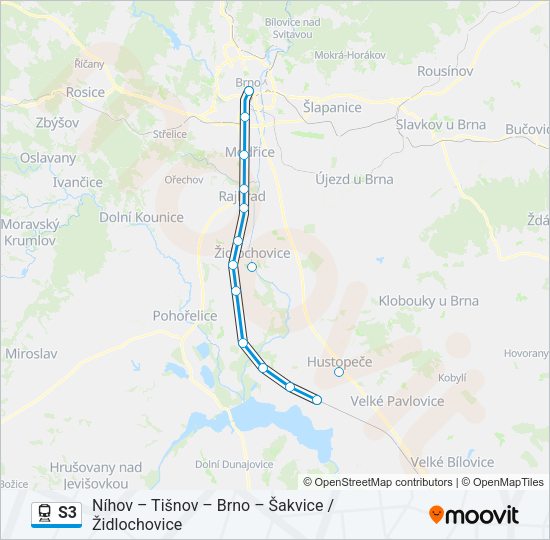 Поезд S3: карта маршрута