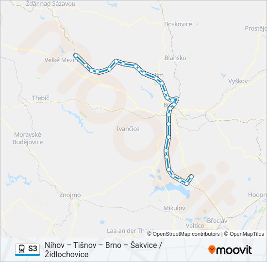 Поезд S3: карта маршрута