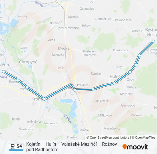 Поезд S4: карта маршрута