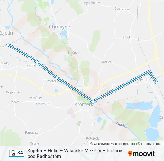 Поезд S4: карта маршрута