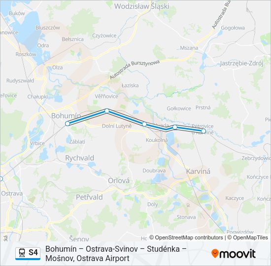 Поезд S4: карта маршрута