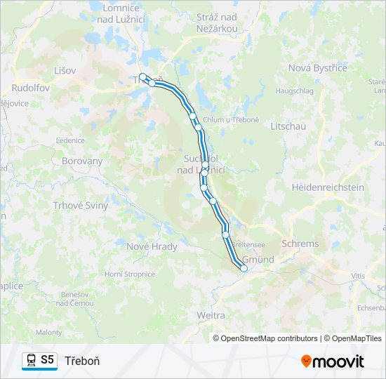 Поезд S5: карта маршрута