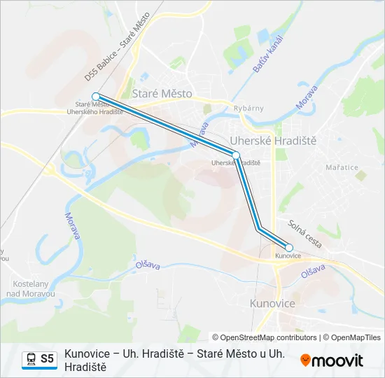 Поезд S5: карта маршрута