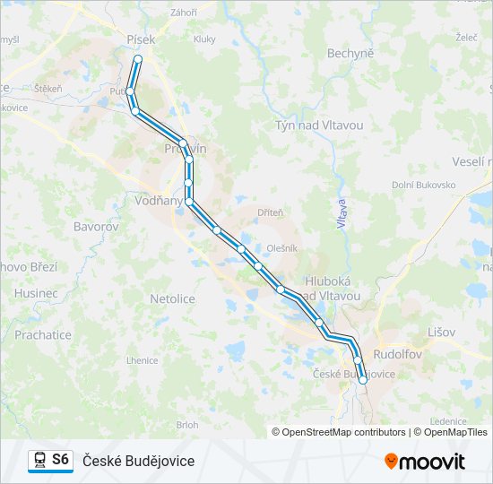 Поезд S6: карта маршрута