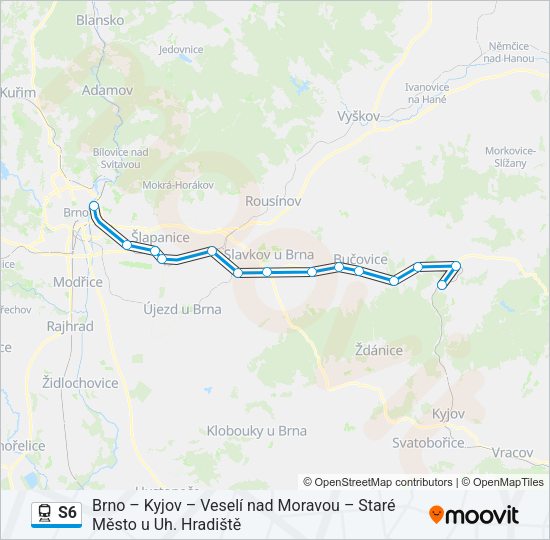 Поезд S6: карта маршрута
