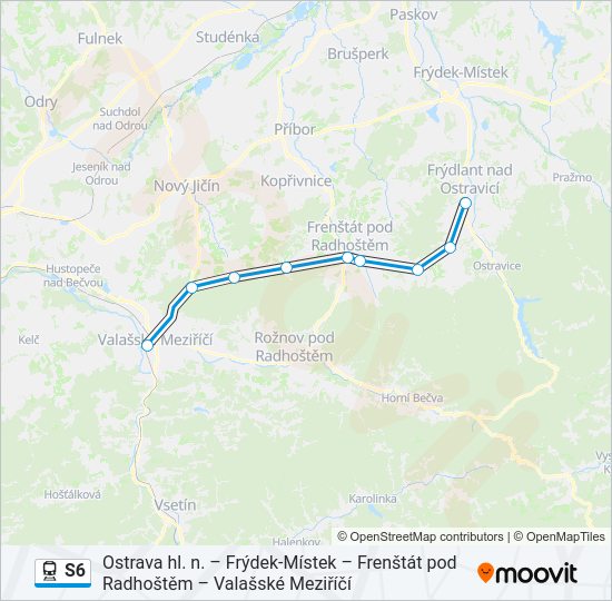 Поезд S6: карта маршрута