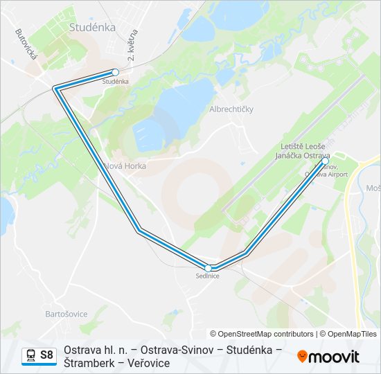 Поезд S8: карта маршрута