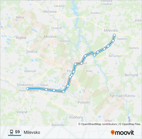 Поезд S9: карта маршрута