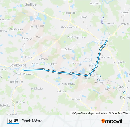 Поезд S9: карта маршрута