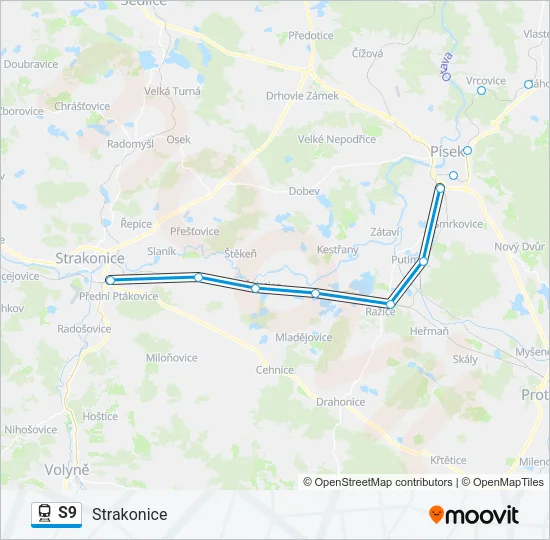 Поезд S9: карта маршрута