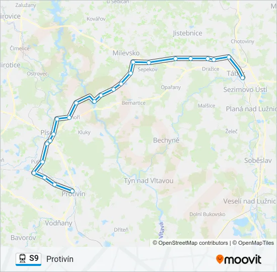 Поезд S9: карта маршрута