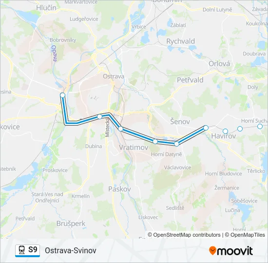 Поезд S9: карта маршрута