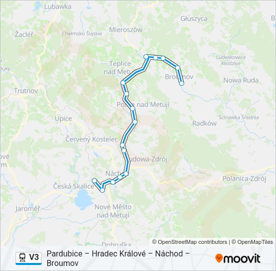 Поезд V3: карта маршрута