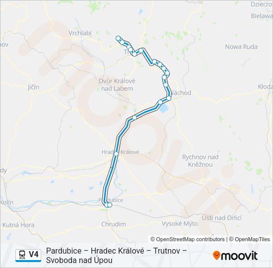 Поезд V4: карта маршрута