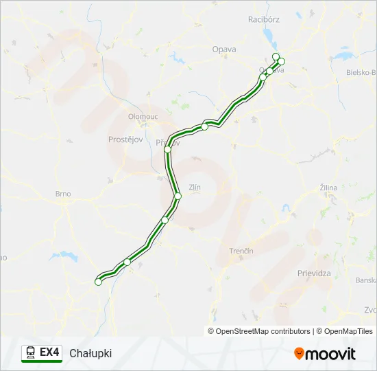 Поезд EX4: карта маршрута