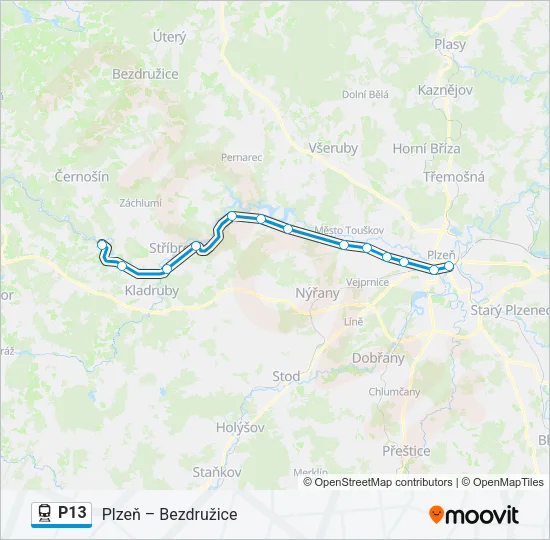 Поезд P13: карта маршрута