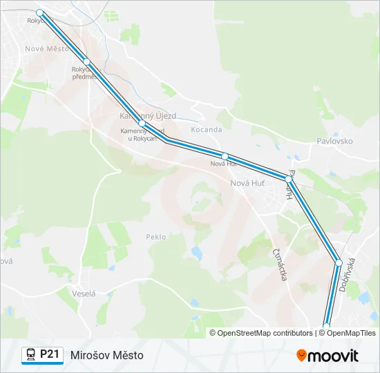 Поезд P21: карта маршрута