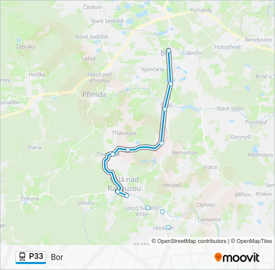 Поезд P33: карта маршрута