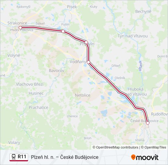 Поезд R11: карта маршрута