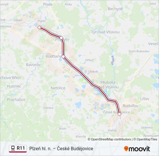 Поезд R11: карта маршрута