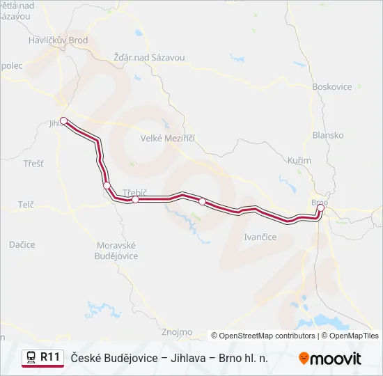 Поезд R11: карта маршрута