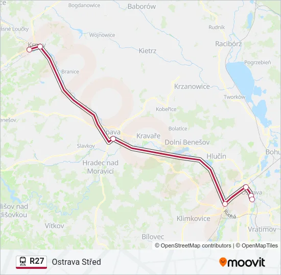 Поезд R27: карта маршрута
