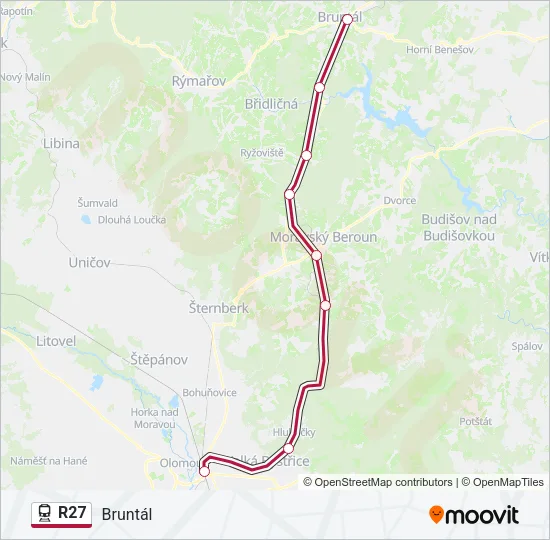 Поезд R27: карта маршрута