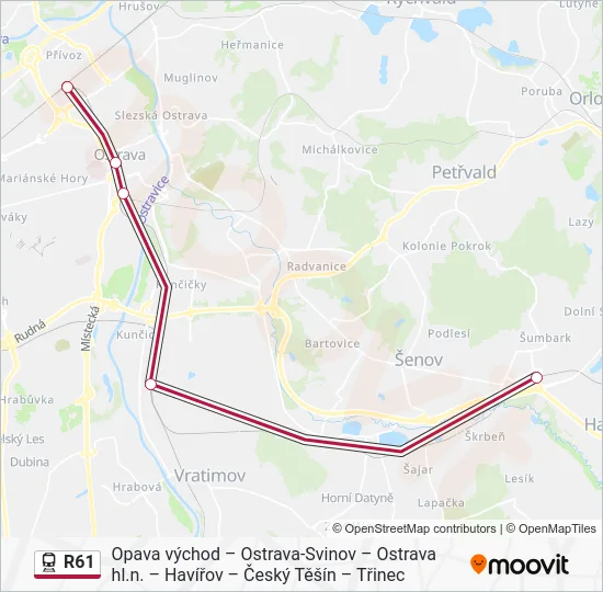 Поезд R61: карта маршрута
