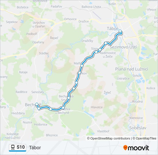 Поезд S10: карта маршрута