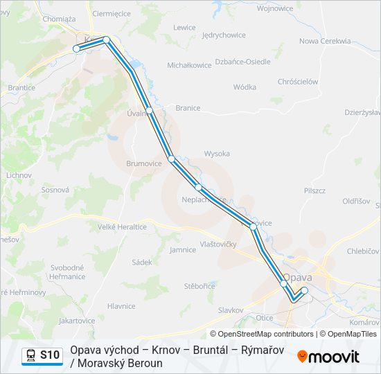 Поезд S10: карта маршрута
