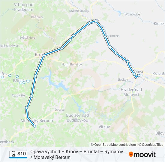Поезд S10: карта маршрута