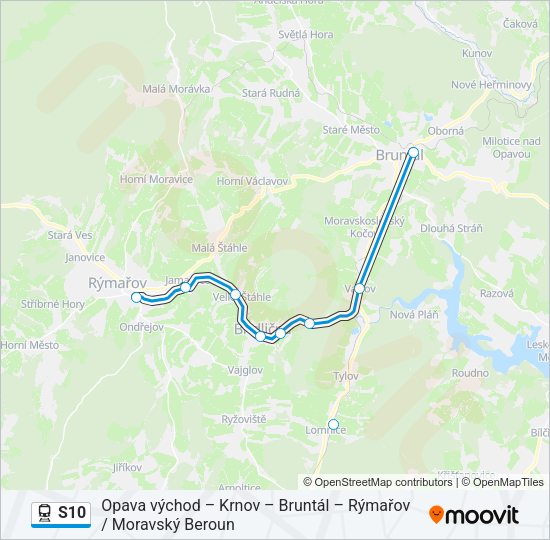 Поезд S10: карта маршрута