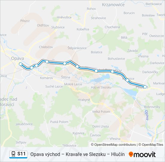 Поезд S11: карта маршрута