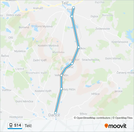 Поезд S14: карта маршрута