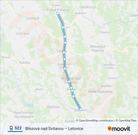 Поезд S22: карта маршрута