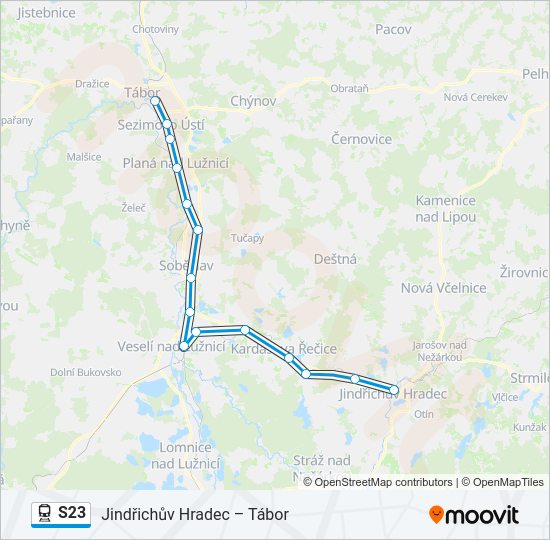 Поезд S23: карта маршрута