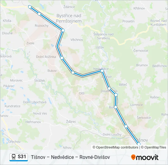 Поезд S31: карта маршрута