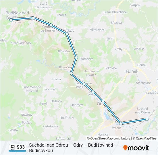 Поезд S33: карта маршрута