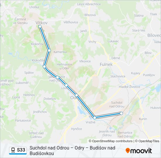 Поезд S33: карта маршрута
