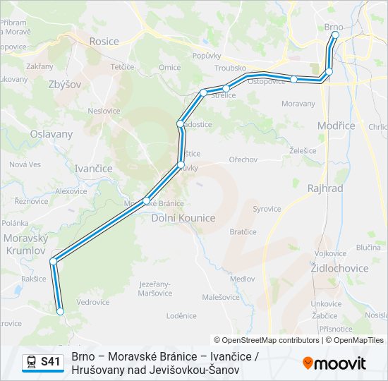 Поезд S41: карта маршрута
