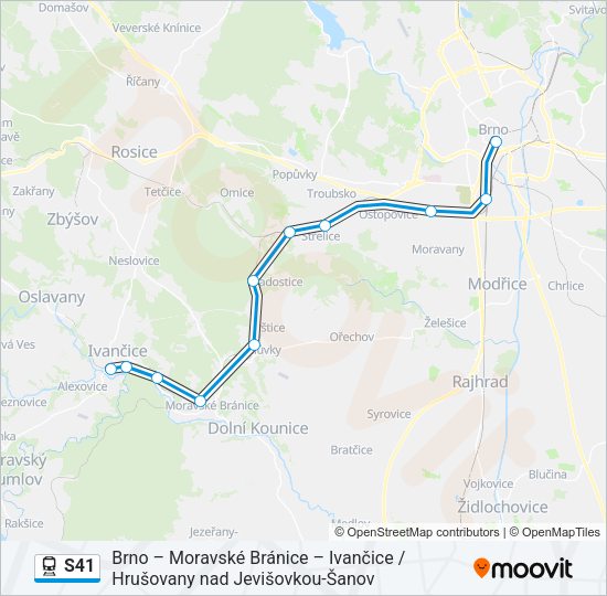 Поезд S41: карта маршрута