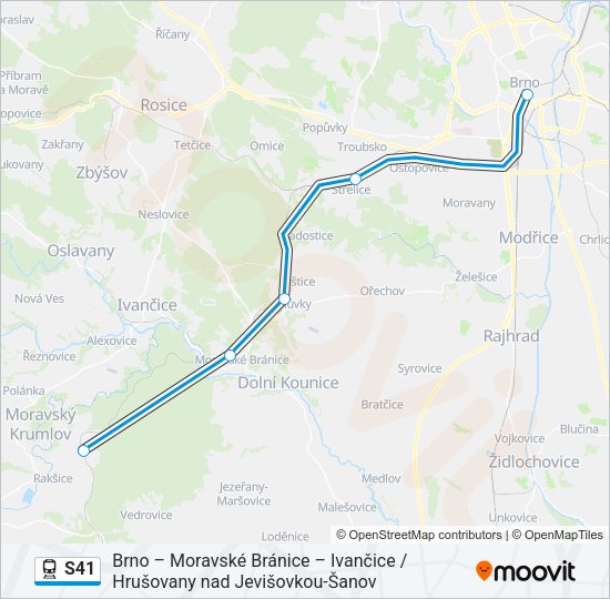 Поезд S41: карта маршрута