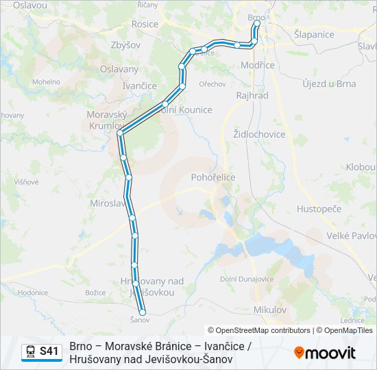 Поезд S41: карта маршрута