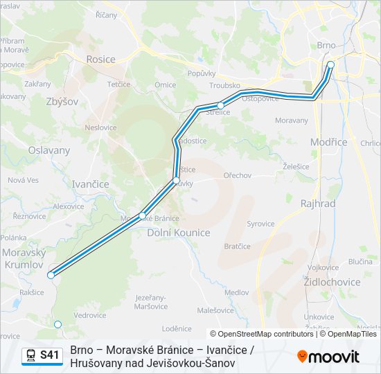 Поезд S41: карта маршрута