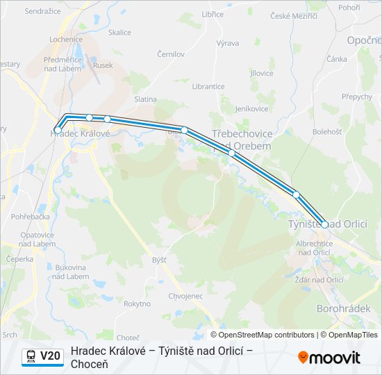Поезд V20: карта маршрута