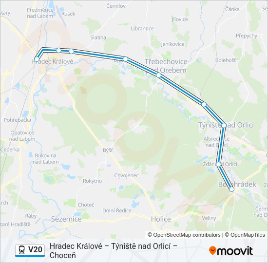 Поезд V20: карта маршрута