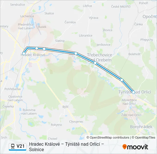 Поезд V21: карта маршрута