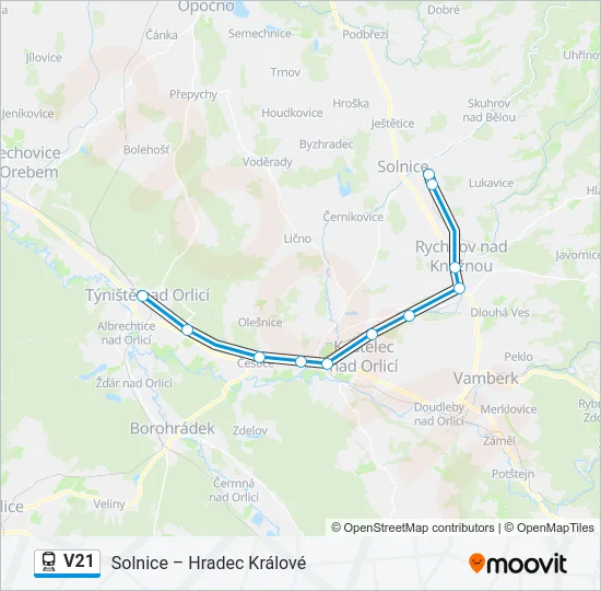 Поезд V21: карта маршрута