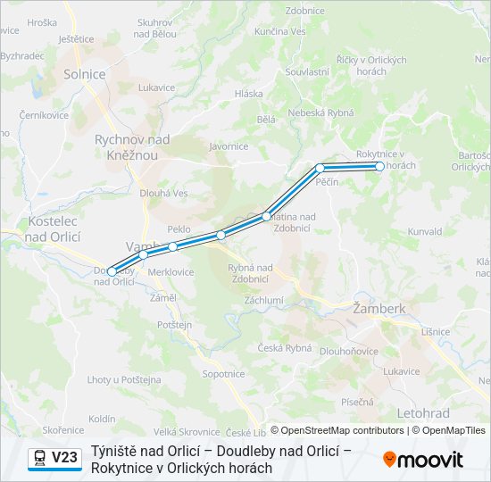Поезд V23: карта маршрута